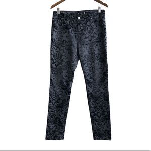 🚨3/$20🚨 Tru Luxe Jeans Floral Flower Print Velour Stretchy Skinny Fit Jeans Grey
